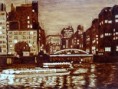 コーヒー画　屋形船・柳橋